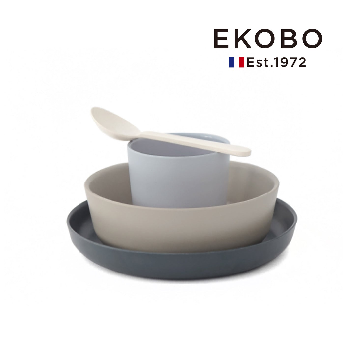 【EKOBO】竹纖維兒童餐具四件組-芝麻奶霜(MIKU)