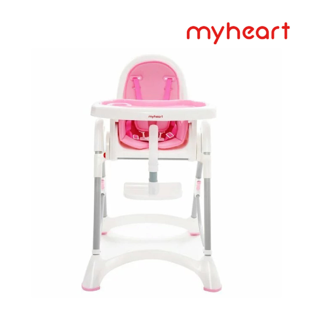 【myheart】折疊式兒童安全餐椅-蜜桃粉
