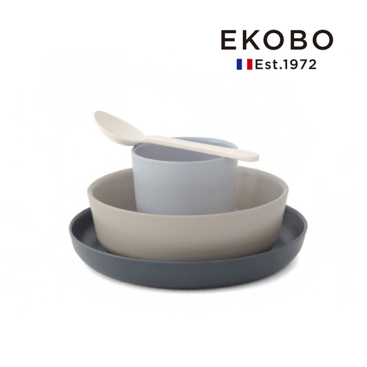 【EKOBO】竹纖維兒童餐具四件組-芝麻奶霜(MIKU)
