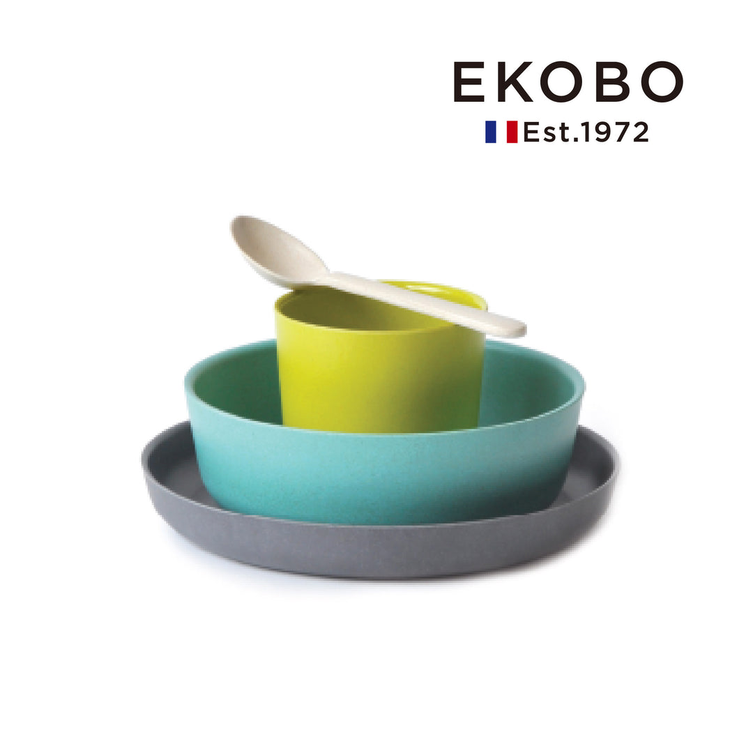 【EKOBO】Four-piece bamboo fiber children’s tableware set-Lemon Sicilian (JUN)