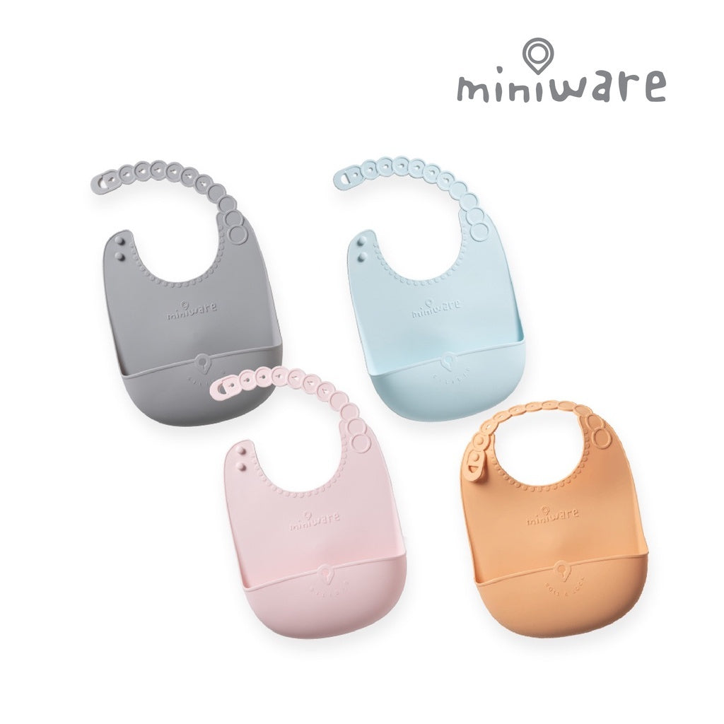 【miniware】Just Roll bag with three-dimensional leak-proof silicone bib｜Children’s tableware series